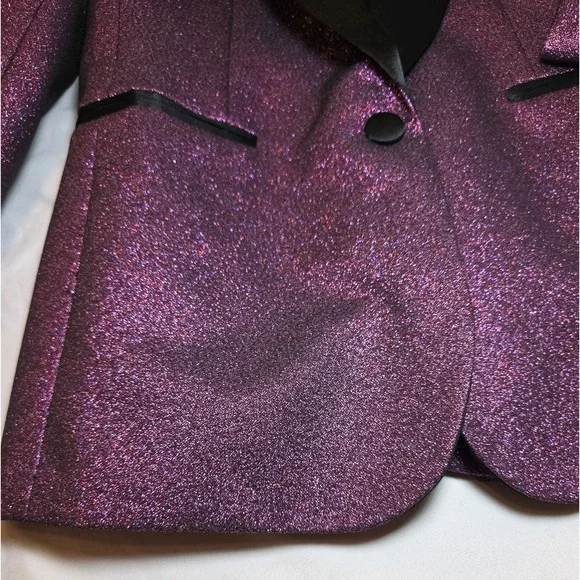 Karen Millen Women's Tailored Sparkle Contras Blazer Pink Purple Size 8 NEW - Picture 2 of 13